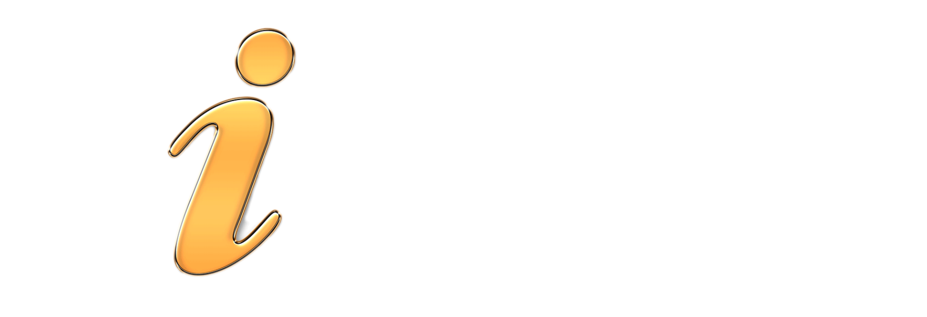 Goldgelbes leicht schräges i als Kundeninfo Symbol