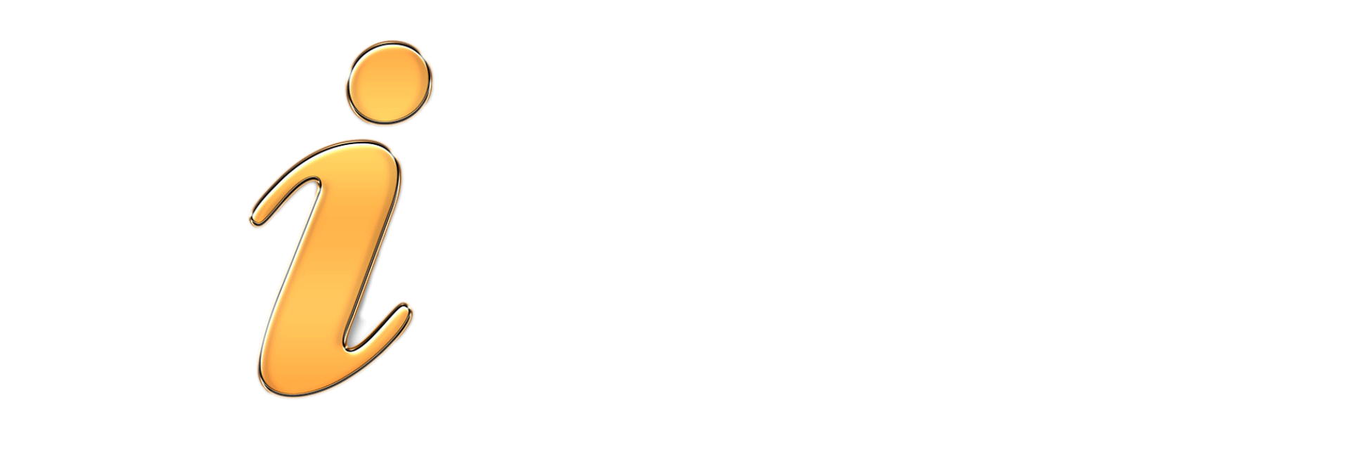 Goldgelbes leicht schräges Kundeninfo Symbol i